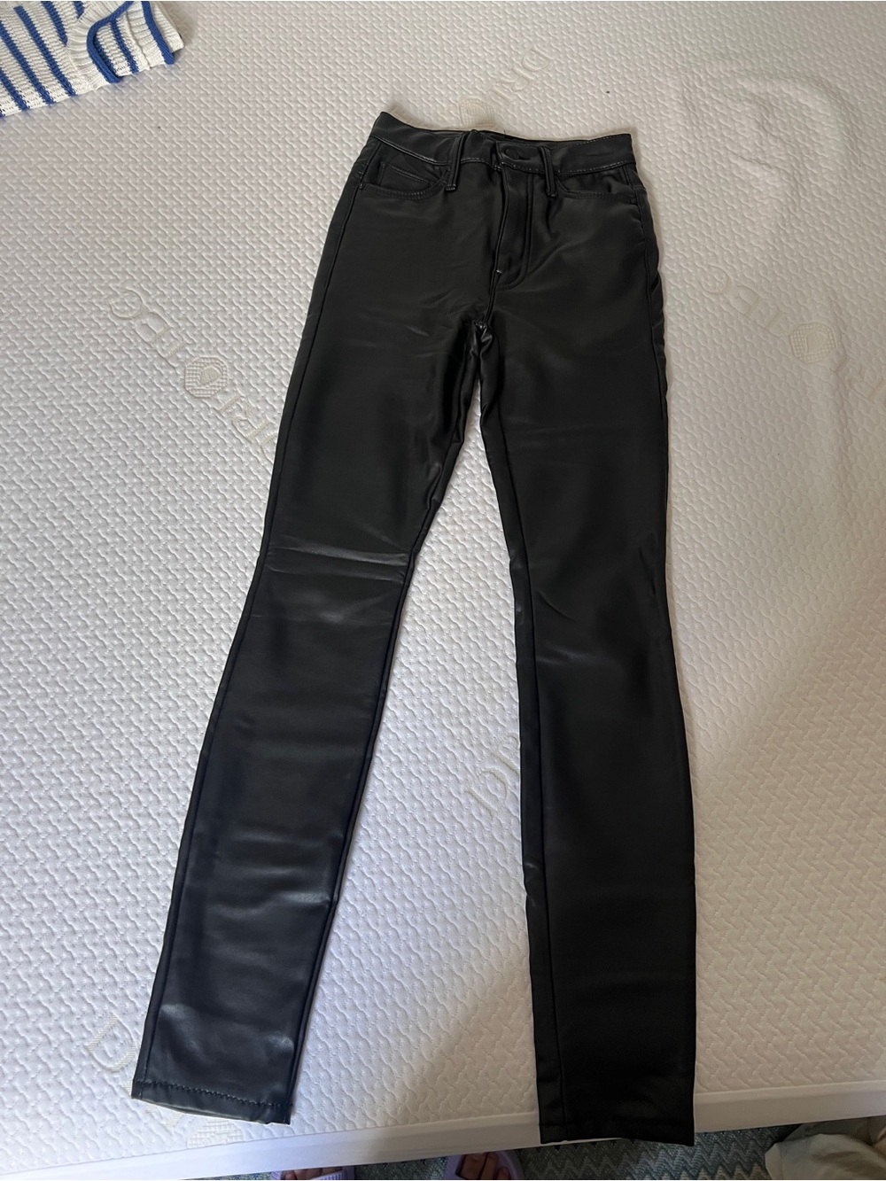 MOTHER Black Faux Leather Skinny Jeans